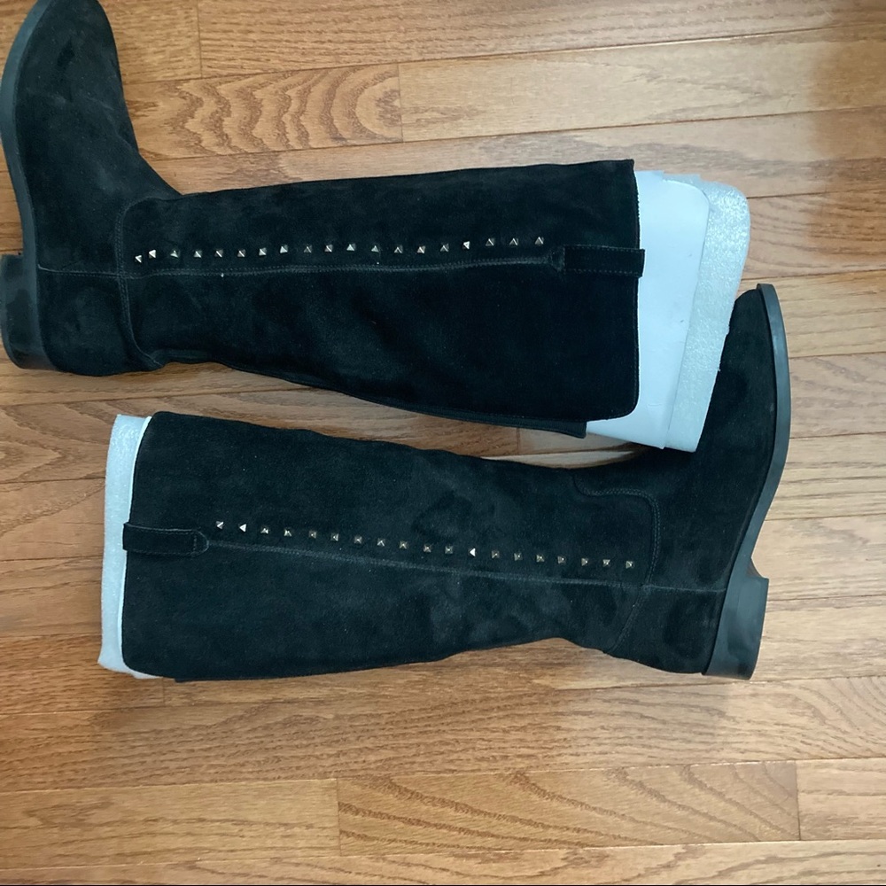 NWOB black Marc Fisher tall women’s boots, size 8 with silver studs down side